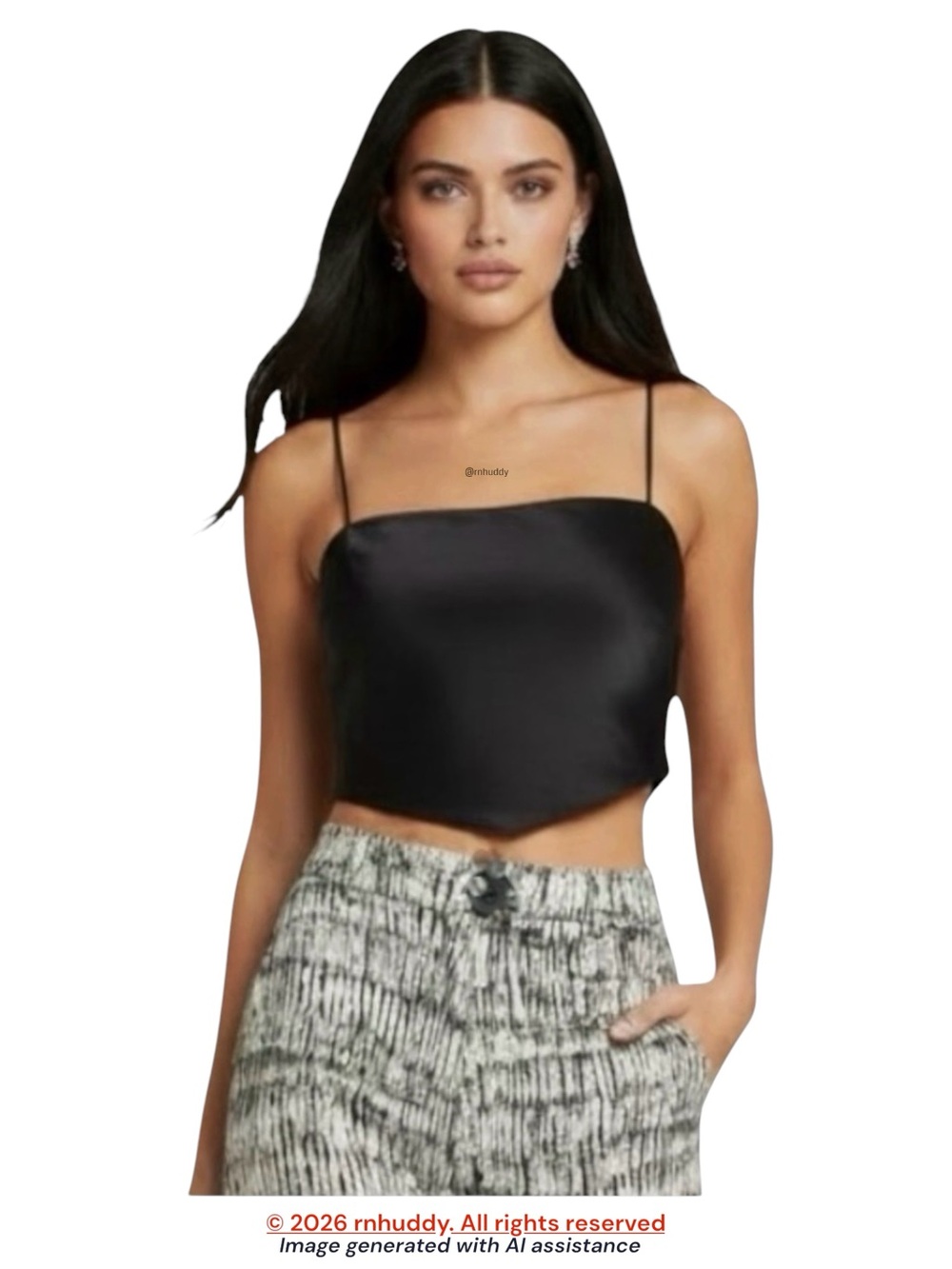 Sunday Best S black satin back tie cami